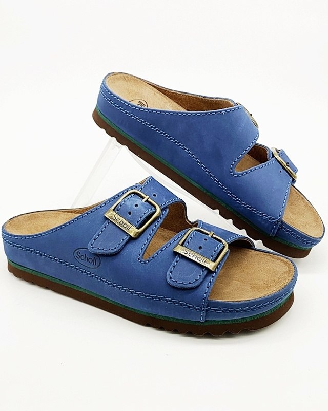 Klapki skórzane zdrowotne Air Bag Scholl F21631 denim, tęgość EFG